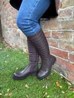 Chocolate Quilted Knee High Boots